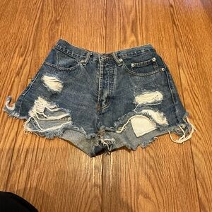 Signature8 Blue Distressed Jean Shorts